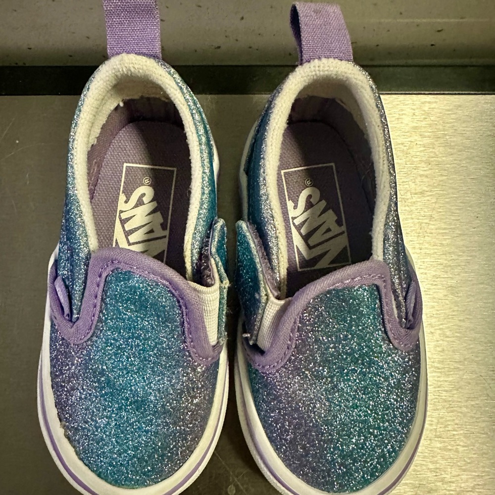 Vans Glittery Blue and Purple Kids Sneakers - Picture 4 of 8